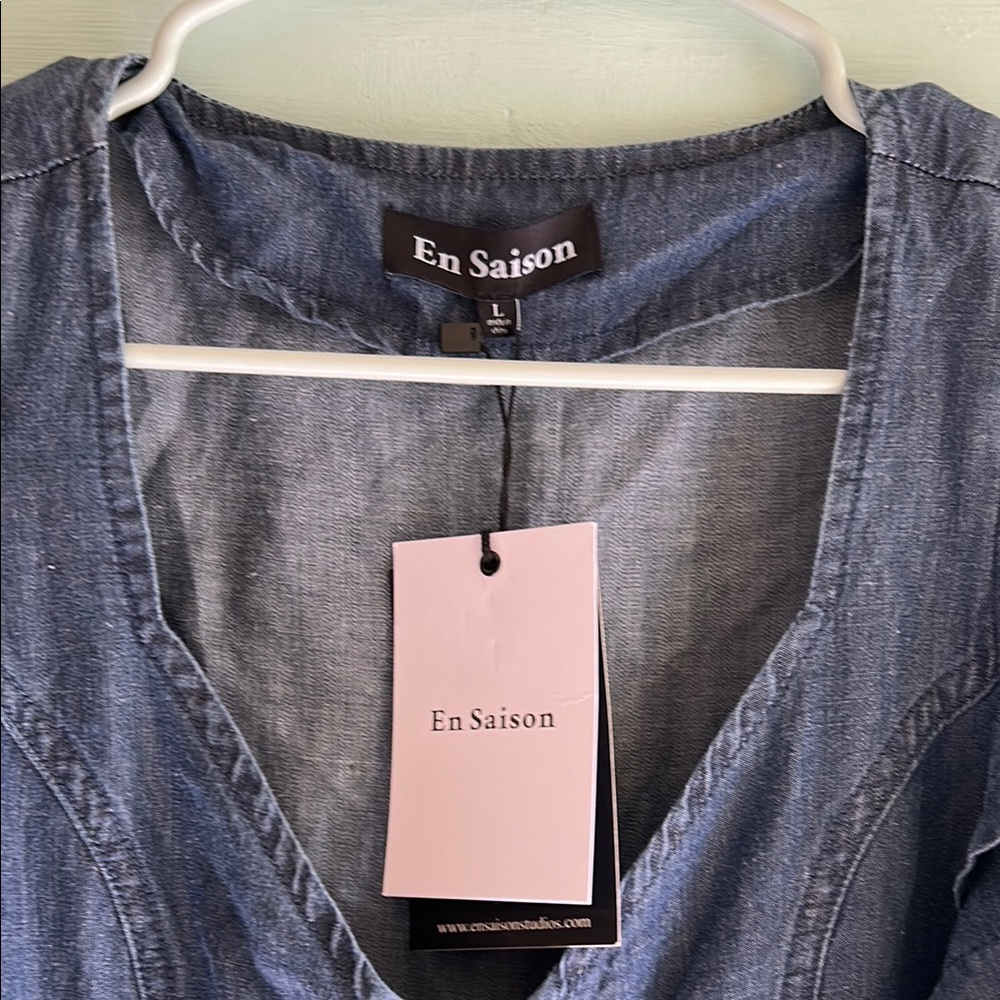 En Saison Denim Blue Long Sleeve Dress - Picture 2 of 6